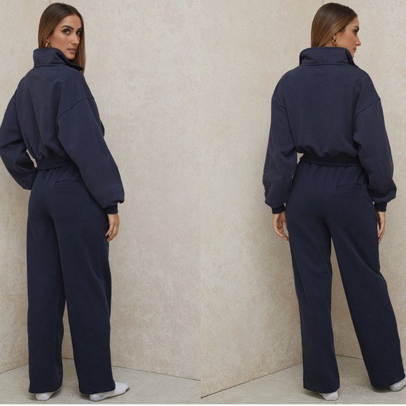 HOUSE OF CB 'Dina' Navy Straight Leg Sweat Pants NWOT - Picture 3 of 8